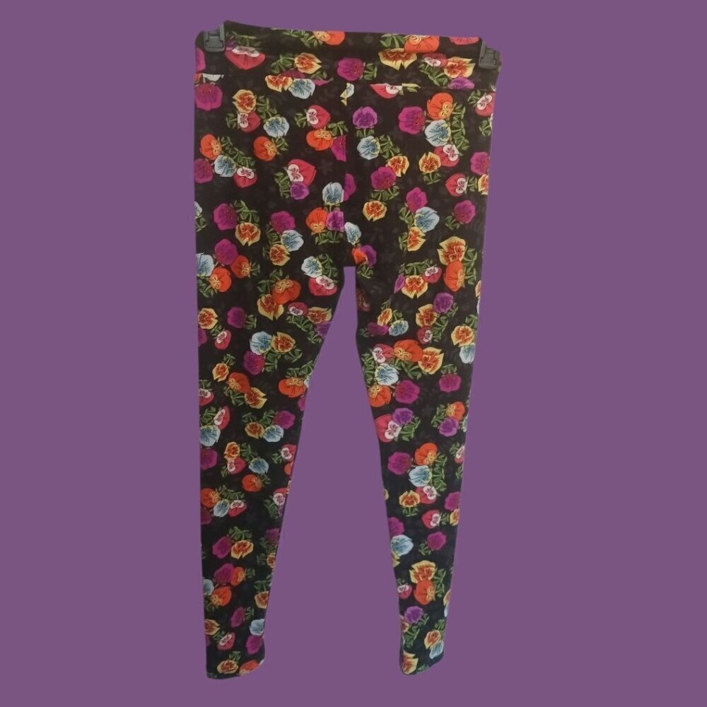 LuLaRoe One Size Leggings Floral & Paisley Patterns multicolor One Size Set of 2